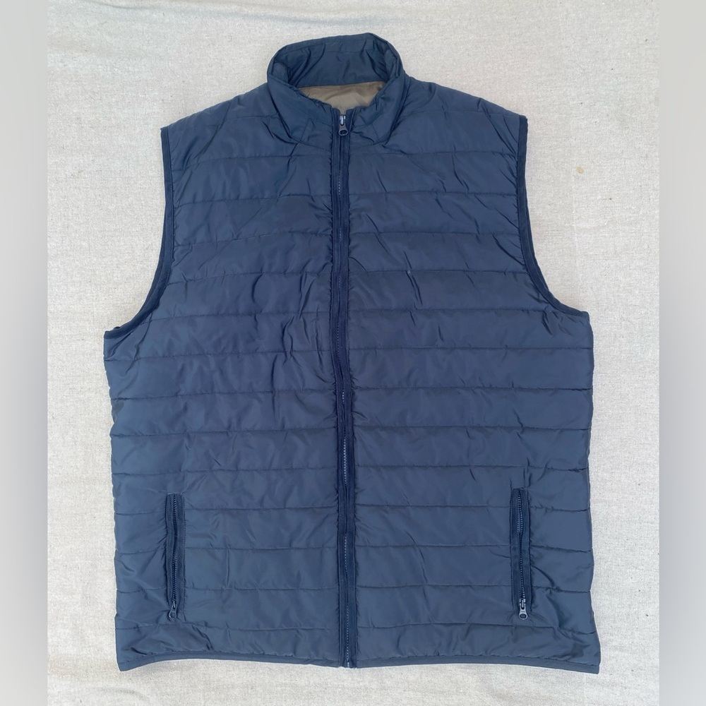 Men’s ALAN FLUSSER Navy Blue Quilted Full Zip Vest Size XL